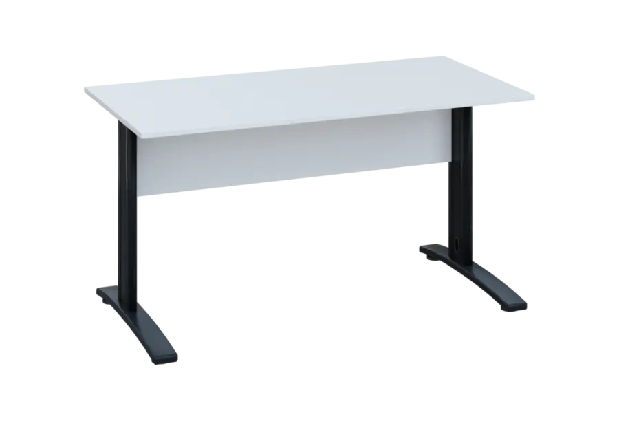 EPK 17 - 14 stůl kancelářský, kovová podnož černá, deska 18 mm, široký 1400 mm, bílá